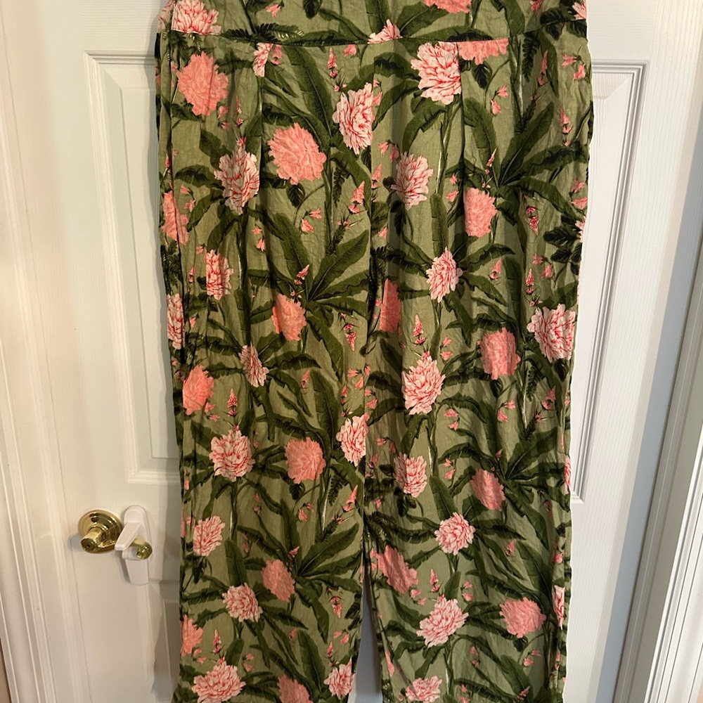 Agua Bendita Green and Pink Floral Pants
